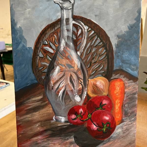 Acrylic still life with fruit