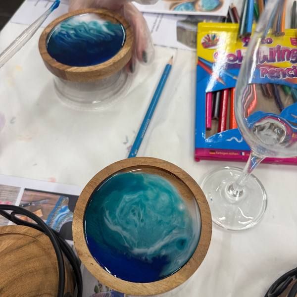 Ocean-wave resin coasters