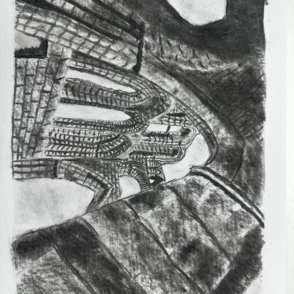 Charcoal drawing of buildings