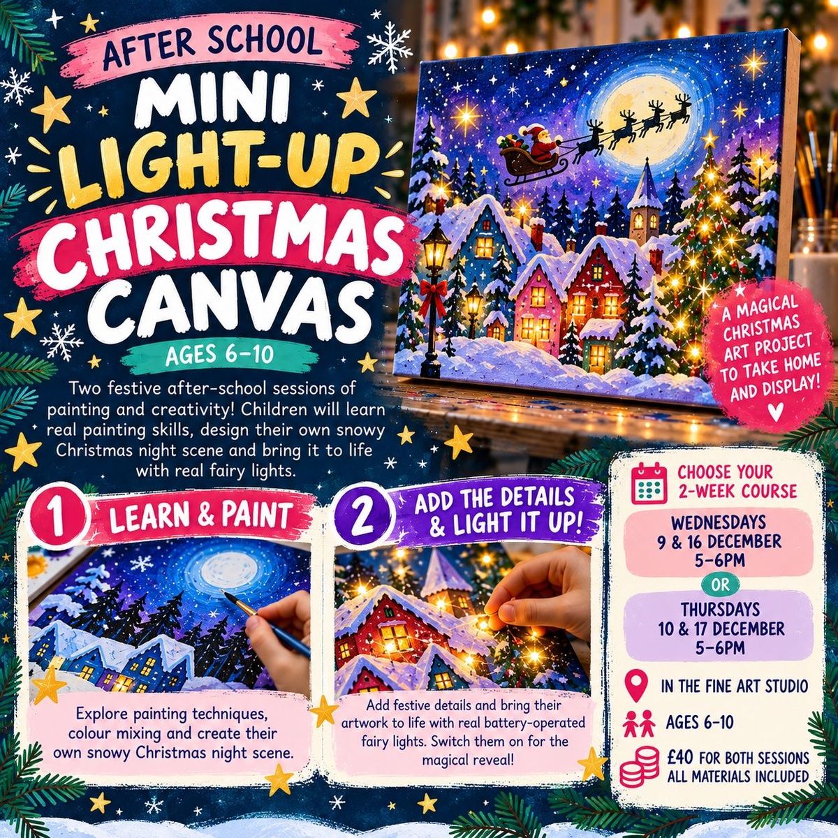 Mini Light-up Christmas Canvas after-school class poster
